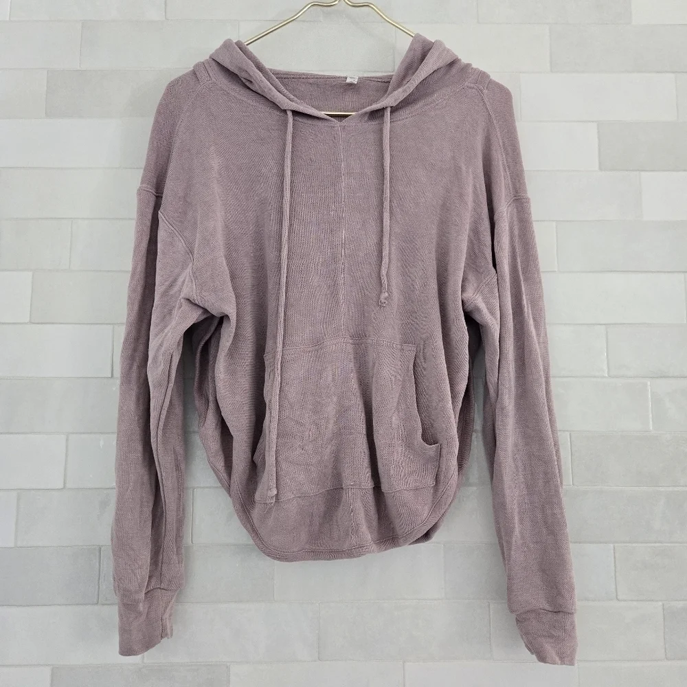 Free People FP Movement Back Into It Cutout Hoodie Sweatshirt Moonlight Mauve XS - Picture 5 of 9
